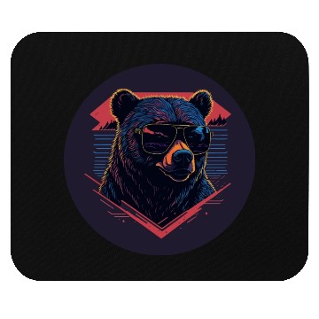 Discover Synthwave Bear art Mouse Pads