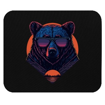 Discover Synthwave Bear with sunset Mouse Pads