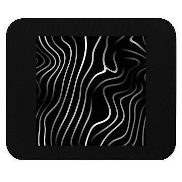 Discover Monochrome Elegance: White Abstract Lines on Black Mouse Pads