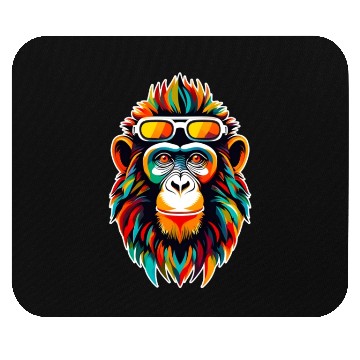 Discover Retro Cyberpunk Monkey With Bold Colors Mouse Pads