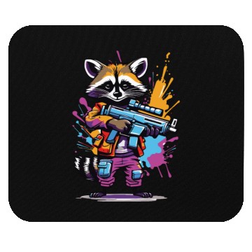 Discover Raccoon with laser gun Mouse Pads