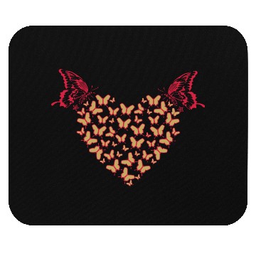 Discover Heart pattern with butterflies Mouse Pads