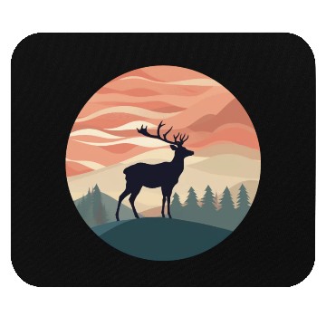 Discover Deer Silhouette Emerald Forest Wanderlust Design Mouse Pads