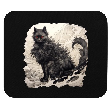 Discover Japanese ink art Cat Mouse Pads