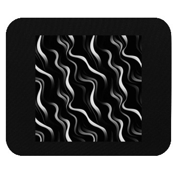 Discover Monochrome Elegance: White Abstract Lines on Black Mouse Pads