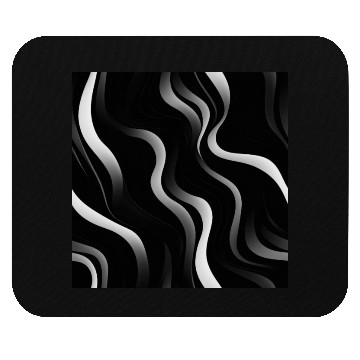 Discover Monochrome Elegance: White Abstract Lines on Black Mouse Pads