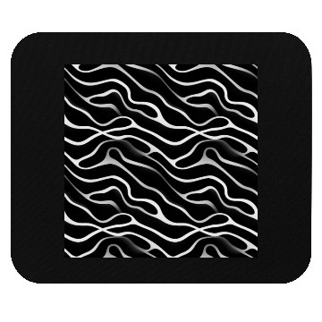 Discover Monochrome Elegance: White Abstract Lines on Black Mouse Pads