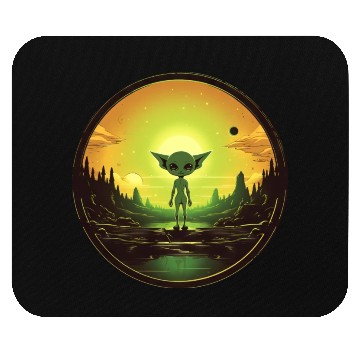 Discover Green Alien at Sunset Mouse Pads