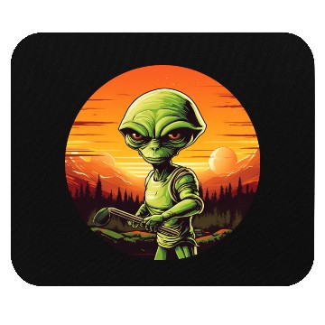 Discover Green Alien Golfer - Extraterrestrial Playing Golf Mouse Pads