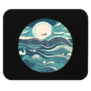 Discover Sea waves in circle Mouse Pads