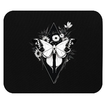 Discover Black and White Gothic Moth Mouse Pads