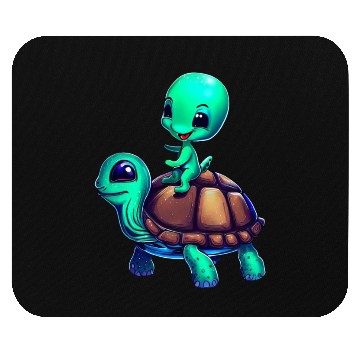 Discover Alien Riding a Turtle Mouse Pads