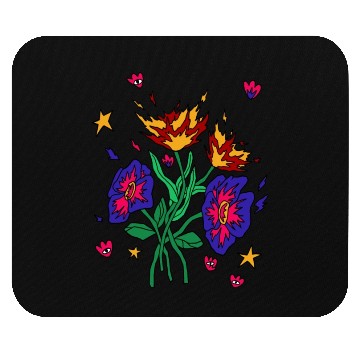Discover Flaming Floral Dreams Mouse Pads