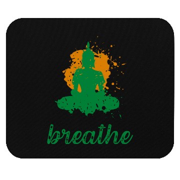 Discover Breathe quote Buddha graphic Mouse Pads