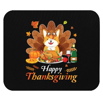 Discover Corgi Turkey Costume Wine Pie Pumpkin Happy Mouse Pads