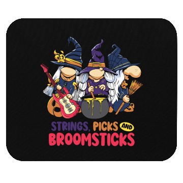 Discover Strings Picks and Broomsticks Witch Halloween Mouse Pads