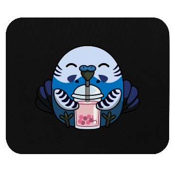 Discover Bubbly Budgie Cute Adorable Budgie with Bubble Tea Mouse Pads
