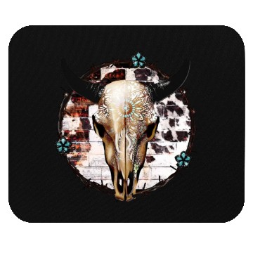 Discover Bull Skull Western Mouse Pads