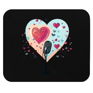 Discover Microphone, music, singer, artist, heart, gift Mouse Pads