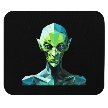 Discover Green Alien in Polygon Style Mouse Pads