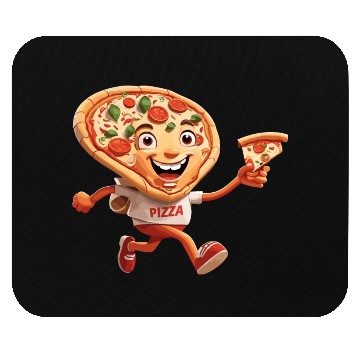 Discover Cartoon Character of Pizza Running Design Mouse Pads