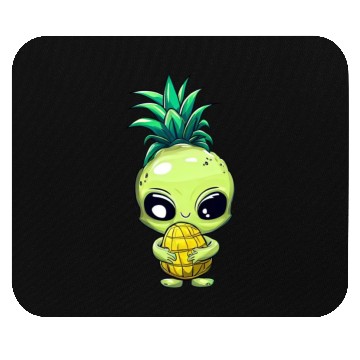 Discover Alien with Pineapple Hair Mouse Pads