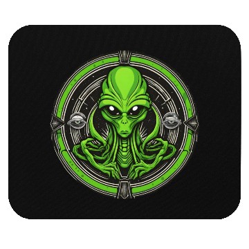Discover green alien Mouse Pads