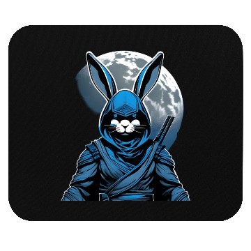 Discover Moonshadow Rabbit Ninja: Lunar Elegance Unleashed Mouse Pads