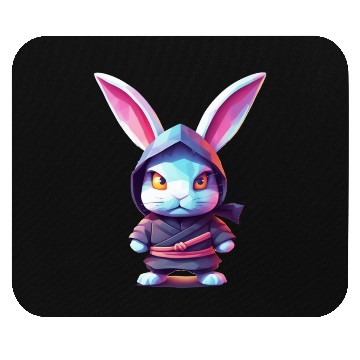 Discover Fierce Elegance: Pastel Rabbit Ninja Unleashed Mouse Pads