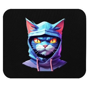 Discover Bold Pastel Prowler: Ninja Cat's Sublime Ferocity Mouse Pads