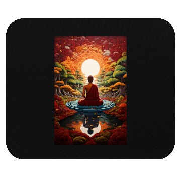 Discover Buddha Serenity: Zen Garden Sunset Mouse Pads