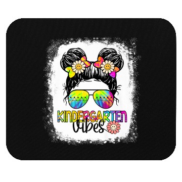 Discover Kindergarten Vibes Bleached Messy Bun Girl Mouse Pads