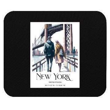 Discover Watercolor painting loving couple in New York City Mouse Pads