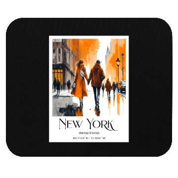 Discover Watercolor painting loving couple in New York City Mouse Pads