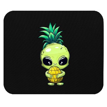 Discover Pineapple-Hair Alien: Green & Funny Mouse Pads