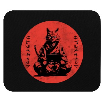 Discover Wise Calm Vintage Retro Japanese Kitty Samurai Cat Mouse Pads