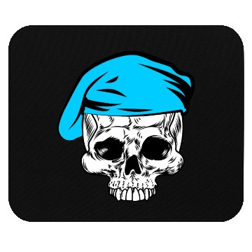 Discover Skeleton skull blue beret military Mouse Pads