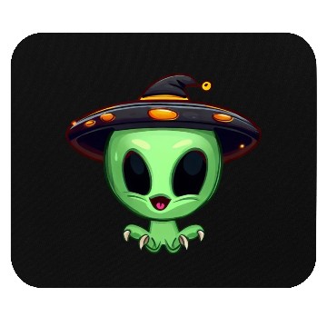 Discover Green Alien Celebrates Halloween Mouse Pads