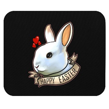 Discover Realistic Happy Easter Bunny Head With Hearts On Mouse Pads