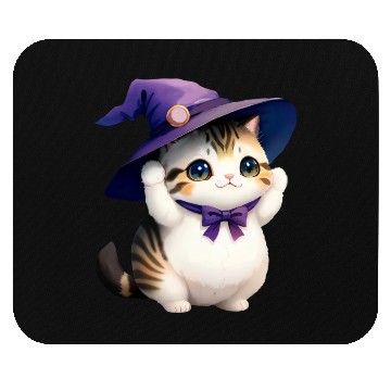 Discover Cute Watercolor Witch Cat Mouse Pads