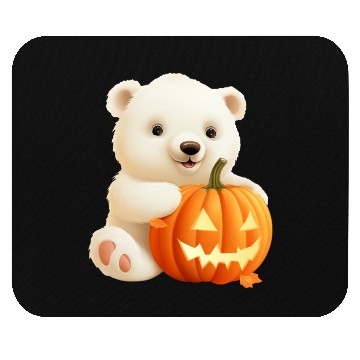 Discover Halloween Polar Bear with Pumpkin Mouse Pads