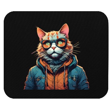 Discover Vintage Cat In Modern Clothes Mouse Pads