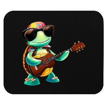 Discover Tropical turtle with guitar Mouse Pads