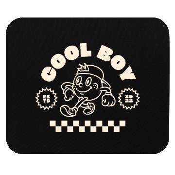 Discover Beige Retro Mascot Cool Boy Mouse Pads