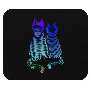 Discover Abstract Cats In Neon Gradient Color Purple To Mouse Pads