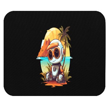 Discover robot on the beach Mouse Pads