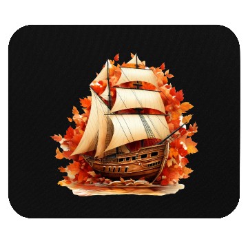 Discover Autumn Sailing: Sailboat Amidst Falling Leaves Mouse Pads