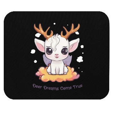Discover Cute White Deer with Antlers on a Cloud Mouse Pads