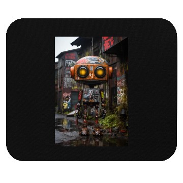 Discover Urban Mechanic: Ghetto Robot Amidst Graffiti Mouse Pads