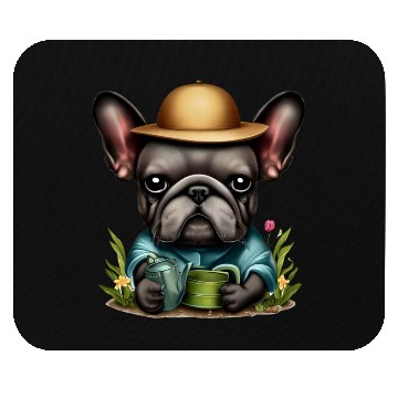 Discover Frenchie Watering Plants Mouse Pads